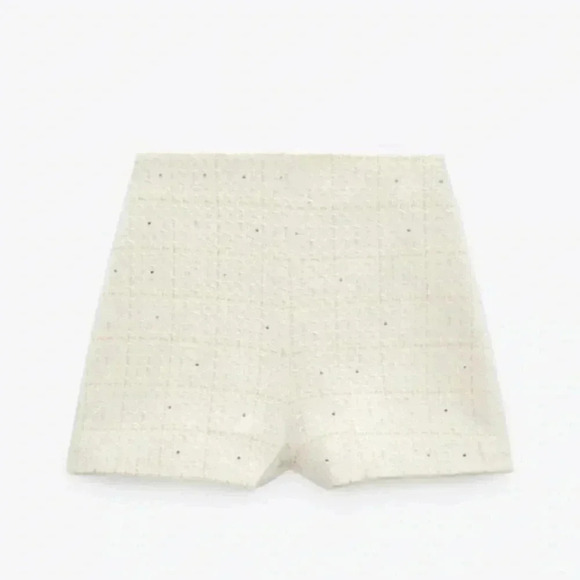 ZARA Textured Weave Plaid Shorts Size Small NWT - Picture 5 of 7